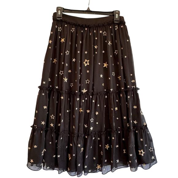 Kate Spade Madison Ave Collection Black Star Tulle Skirt Women’s Size 4 boho - Picture 4 of 7